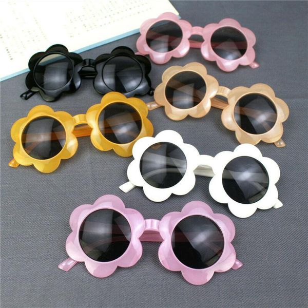 

caps & hats children sunglasses kids polarized sun glasses lovely floral shape frame boys girls baby eyewear cute shades uv400, Yellow