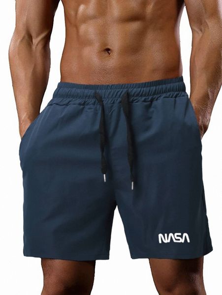 

men letter graphic drawstring shorts o5ax#, Black