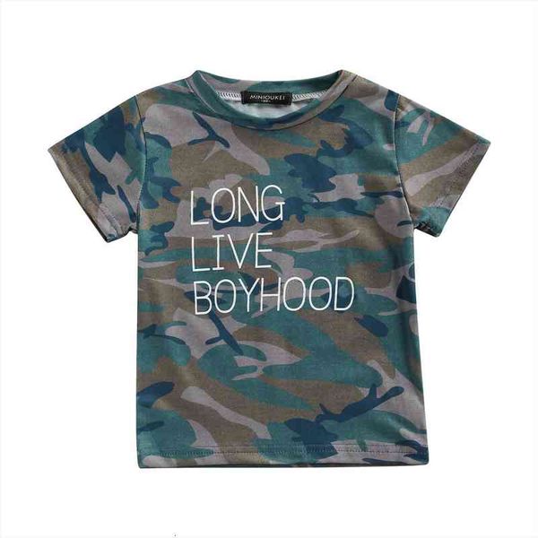 

kids boys t shirts letter camouflage printed short sleeve pullover 0 5y, Blue