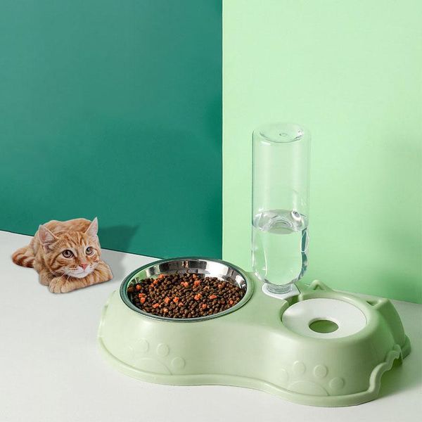 

cat bowls & feeders pet bowl dog automatic feeder with water dispenser kitten puppy double drinking feeding accessories