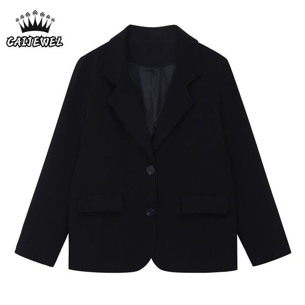 

women's suits & blazers long sleeves clothing women casual blazer lady ladies black street 2021 autumn baggy outerwear korean fashion, White;black