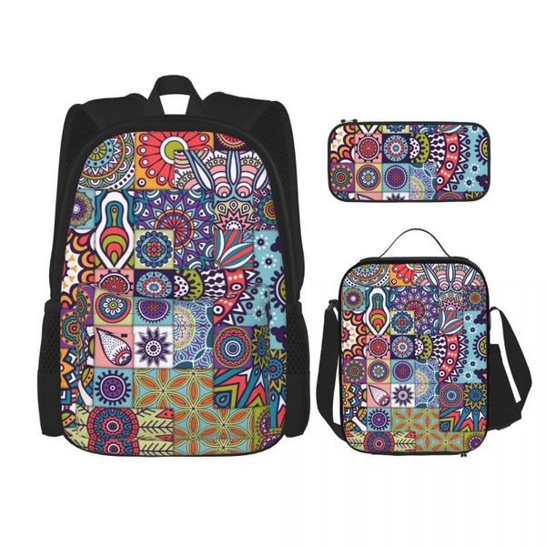

backpack 3 pcs ethnic mandala style unique prints knapsack for teenagers girls boys travel bagpack children school bags