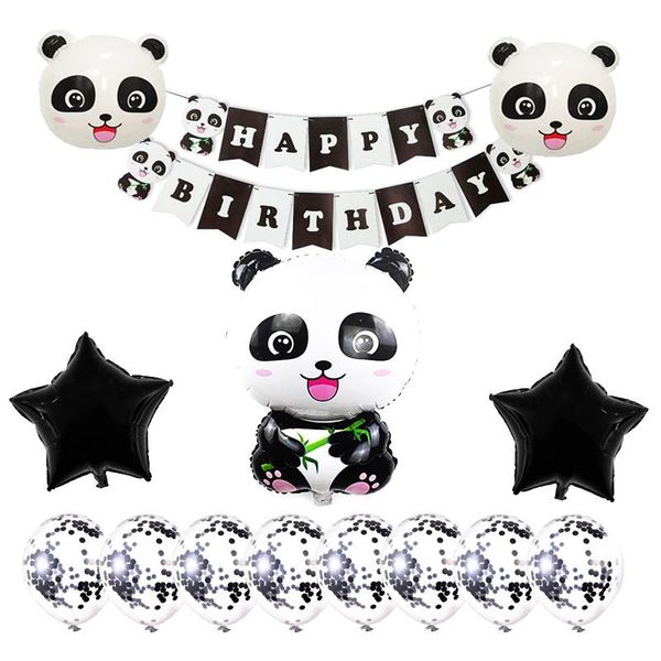 

cartoon anniversaries panda balloon black foil birthday baby shower animal theme panda party decorations kids balloons party decoration