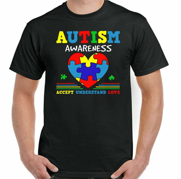 

autism t-shirt, awareness day accept understand love mens top, White;black