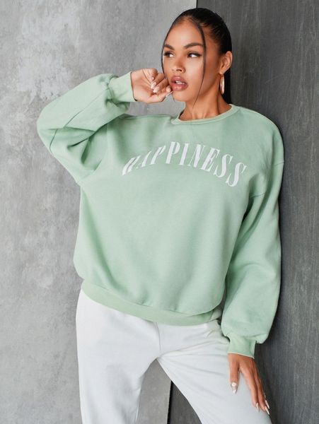 

letter graphic drop shoulder sweatshirt s1du#, White;black