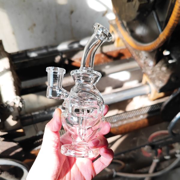 Pipa da fumo trasparente da 6,2 pollici Fab Egg Recycler Collo spesso piegato Bong in vetro Olio di vetro Dab Rigs Percolatore Tubi dell'acqua Giunto femmina con ciotola trasparente da 14 mm