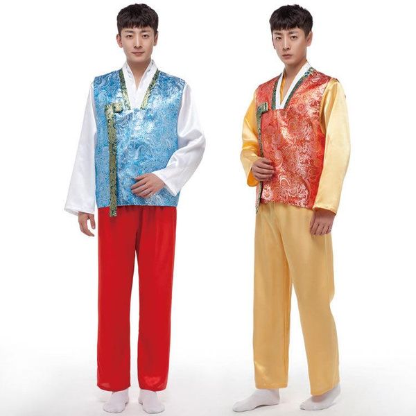 

men's korean traditional clothing for men costume hanbok stage show dance suit ethnic, Red
