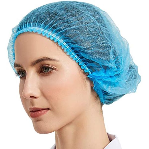 

100pcs disposable hair head covers net bouffant dustproof anti dust caps breathable shower bathing hats kitchen industrial l*5