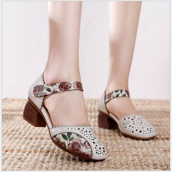 

dress shoes 2021 genuine leather women sandals summer high heels retro handmade hollow out sandal, Black