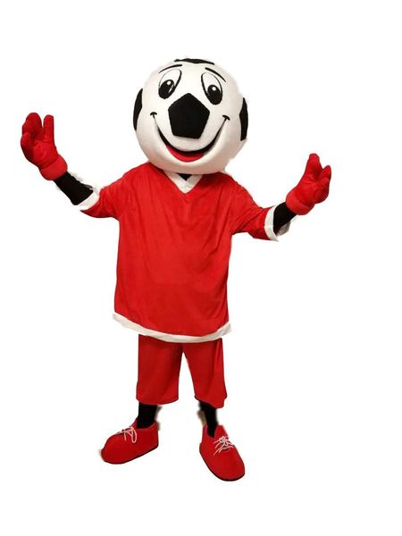Performance sul palco Costume da mascotte di calcio rosso Halloween Natale Personaggio dei cartoni animati Abiti Tuta Volantini pubblicitari Abbigliamento Carnevale Unisex Adulti Outfit