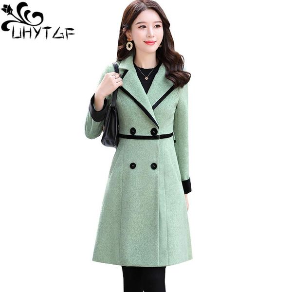

women's wool & blends uhytgf winter jackets fashion double-breasted autumn coat female solid color wild casual 3xl plus size jacket 107, Black