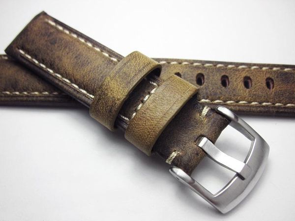

watch bands 20 21 22 24 26mm crazy horse skin straps vintage genuine leather watchband high-end men retro thick bracelet, Black;brown