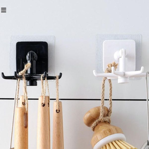 

wall hooks for kitchen punch-6-claw hanging rack 360-degree rotating non-marking hook multi-purpose organizer storage & organization