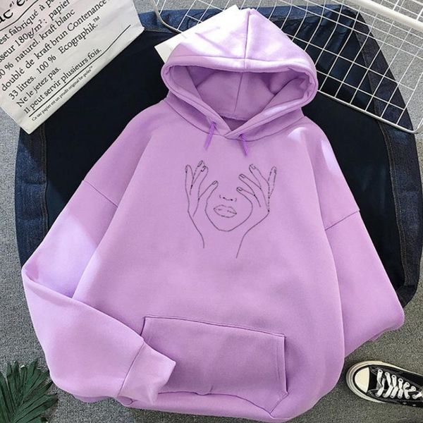 

women's hoodies & sweatshirts simple fashion abstract art print graphics drawstring oversized hoodie harajuku winter kpop sweatshirt pu, Black