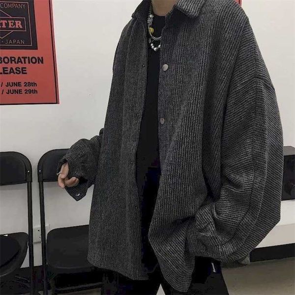 

corduroy jacket men spring autumn hong kong style casual couple tooling handsome coat brand all-match buttons clothes 211110, Black;brown