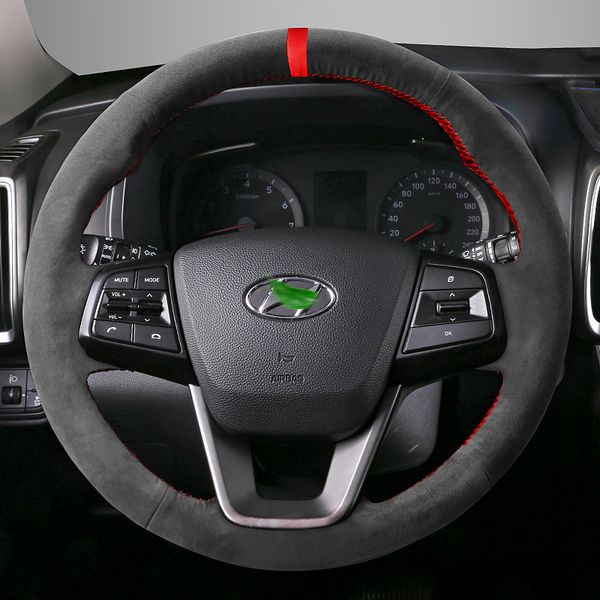 

for hyundai ix35 ix25 elantra elantra celesta verna mistra tucson diy custom leather suede car steering wheel cover
