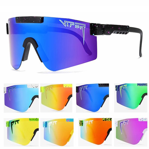 

luxury designer glasses pit viper flat eyewear tr90 blue frame mirrored lens windproof sport fashion polarized sunglasses for man / woman uv, White;black