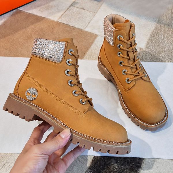 

dress shoes outono e inverno novo estilo famoso estrela mesmo botas de strass feminino curtas es martin couro fxcg, Black