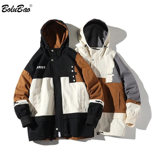 

fgkks men hooded jackets men's fashion wild jacket male patchwork casual jacket coats brand clothing 210518, Black;brown