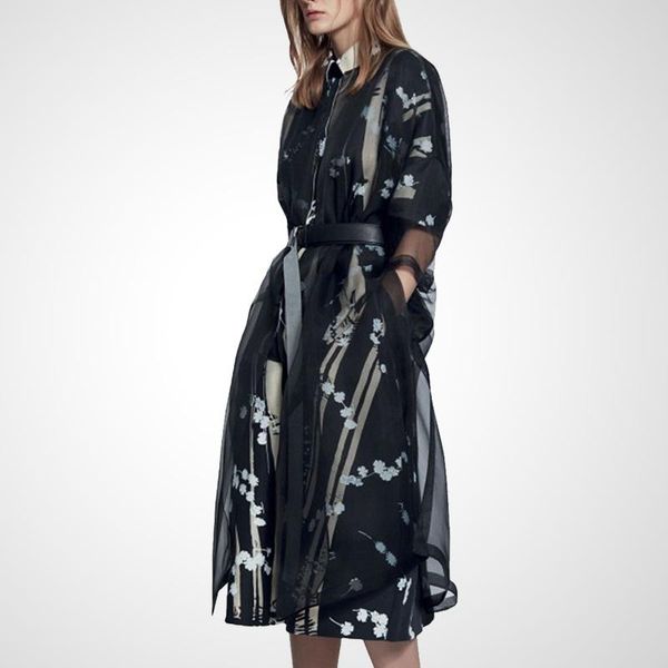 

casual dresses neck summer floral print long blouse dress party bandage vestido women beach elegant tunic b172, Black;gray