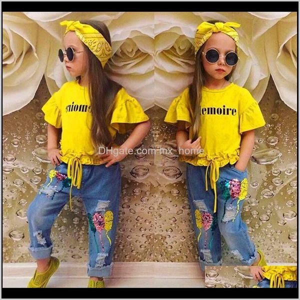 

toddler baby girls tshirt lace hole denim shorts headband summer kids clothes set outfits qh8ye 0hacs, White