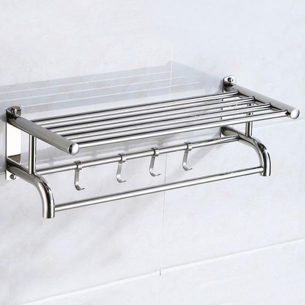 

60cm stainless steel chrome stylish bathroom wall mounted towel rail holder shelf storage rack double rails bars racks