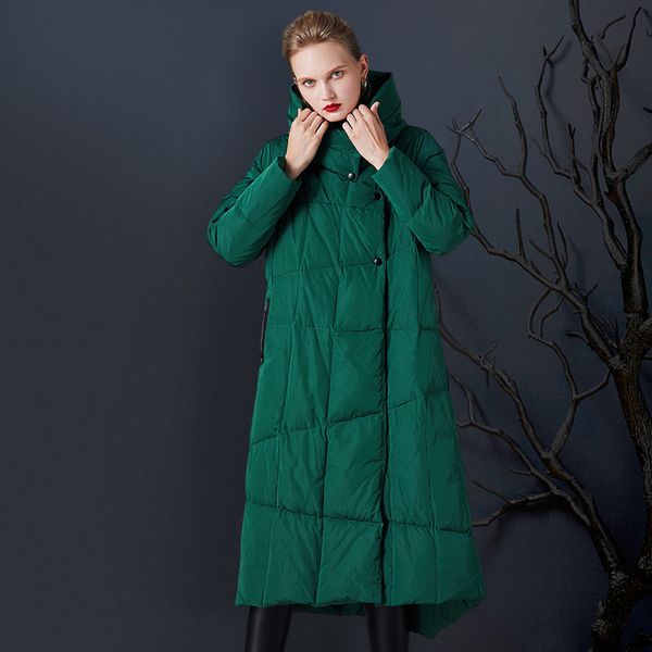 

down jacket women's winter clothes 2021 90 white duck thickened stand collar korean loose medium and long, Black