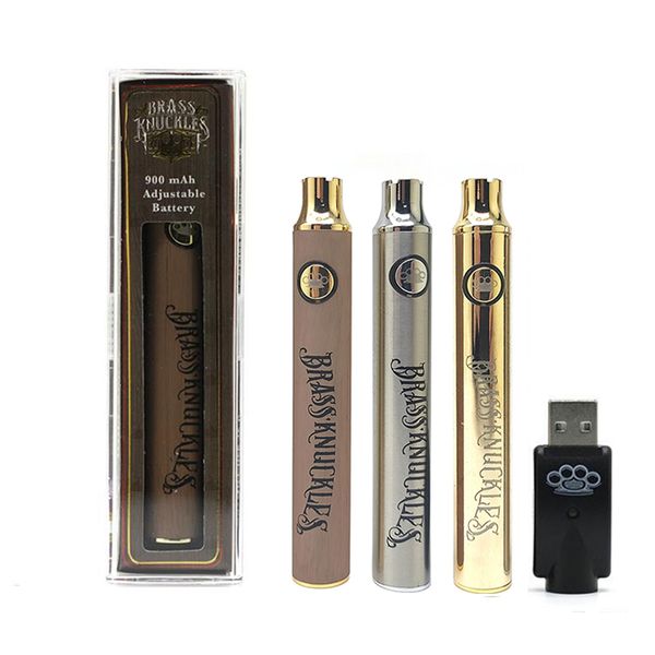 

brass knuckles battery 650mah preheat adjustable voltage vape pen wooden silver gold rainbow bk 510 thread cartridge for wax oil th205 cartr