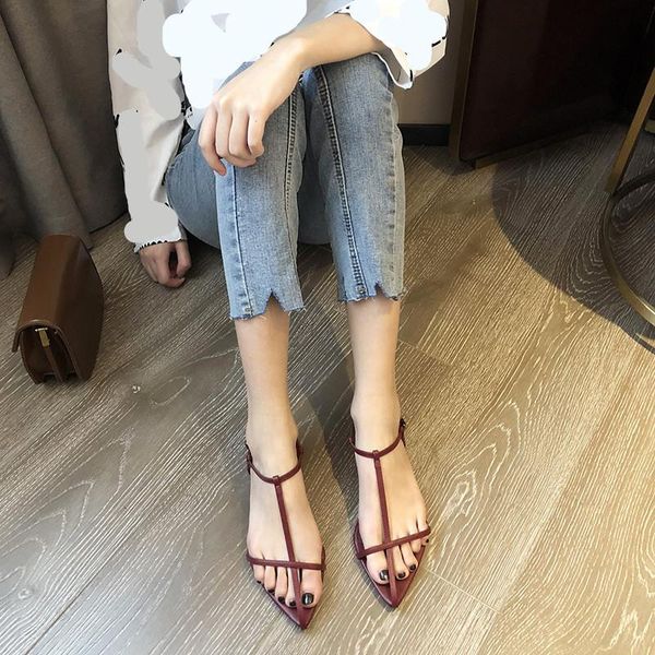 

sandals ankle strap all-match roman flat summer shoes woman 2021 women's suit female beige flip flops platform buckle gladiator, Black