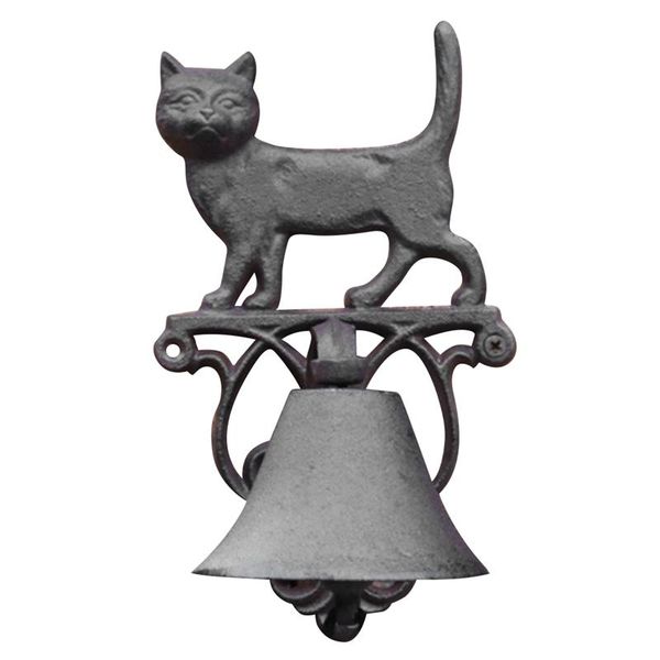 

doorbells rustic cat cast iron garden decor hand cranking bell, country accents home wall mounted heavy metal welcome door bell