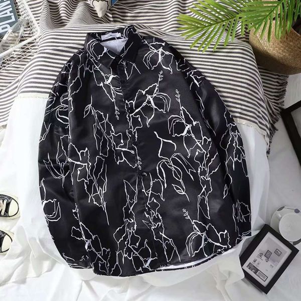 

men's casual shirts shirtdark black ruffian handsome men's design sense minority foreign fashion shirt couple lazy style korean ve, White;black