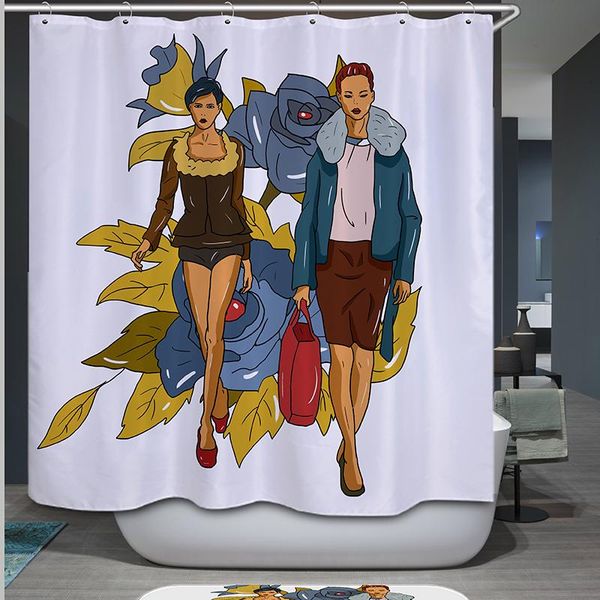 

fashion women shower curtain bathroom polyester fabric bath curtains