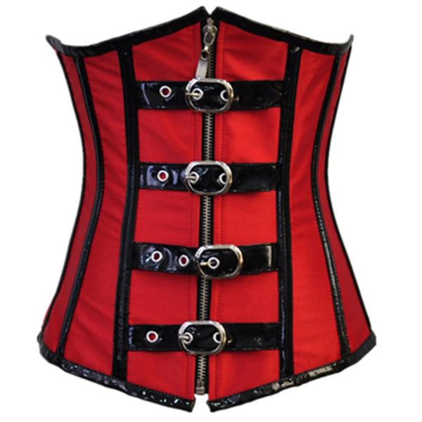 

bustiers & corsets steampunk gothic punk faux leather corset zipper buckle bodyshaper party club overbust corselet, Black;white