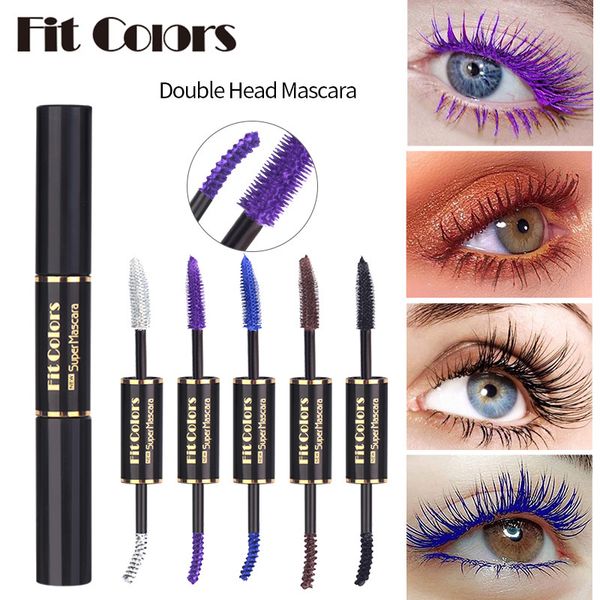 Fit Colours Double Head Mascara Водонепроницаемые быстрые сухие ресницы кудри Удлинение Удлинение Керлинг Глаз Mascara Макияж