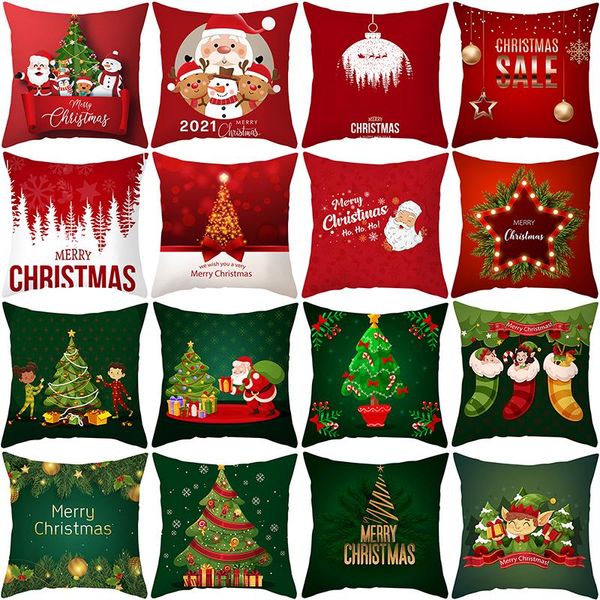 

cushion/decorative pillow 2021 nordic christmas pillowcase red cartoon santa claus series peach skin sofa cushion cover
