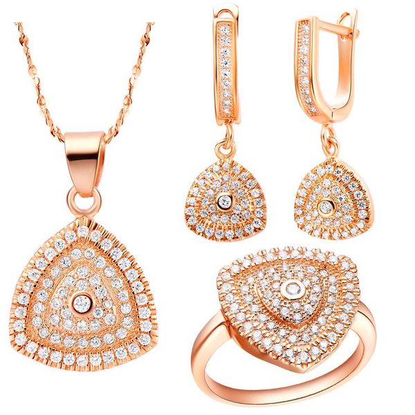 

wedding jewelry sets qm exquisite set for women,rose plated,necklace/earrings/rings,mosaic crystal,retro and classic style, Slivery;golden