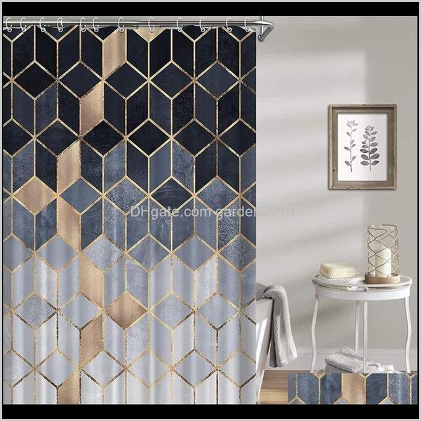 Cortinas geométricas impressas chuveiro para com gancho 3d mármore padrão hexágonos impermeáveis ​​poliéster tecido banheiro cortina o1czz t8xle