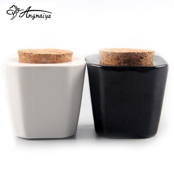 

nail art manicure tool mini 10ml ceramic glass dish bottle acrylic liquid glitter powder bowl cup container with wood lid storage bottles &