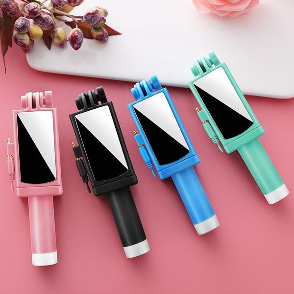

extendable selfie stick monopod for android handheld camera fold holder mini folding wire control rear view mirror monopods
