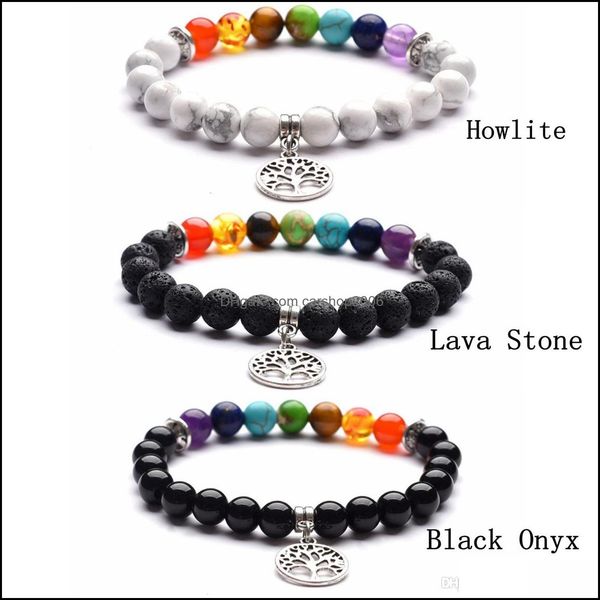 

beaded, strands bracelets jewelryseven chakra bracelet yoga couple love pendant 8mm fashion meaning wrist jewelry drop delivery 2021 d4gnb, Black