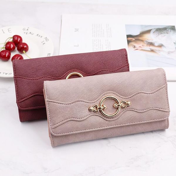 

style buckle women's wallet, long korean version, three-fold fashion, Red;black