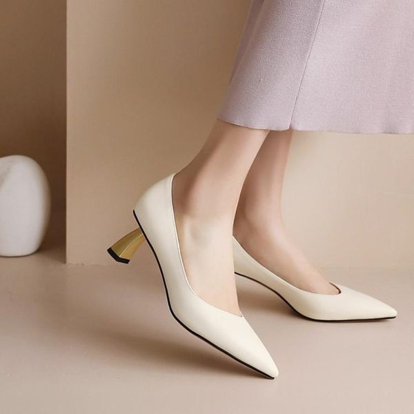 

dress shoes spring 2021 low medium heel shallow mouth single women's black work soft leather comfortable