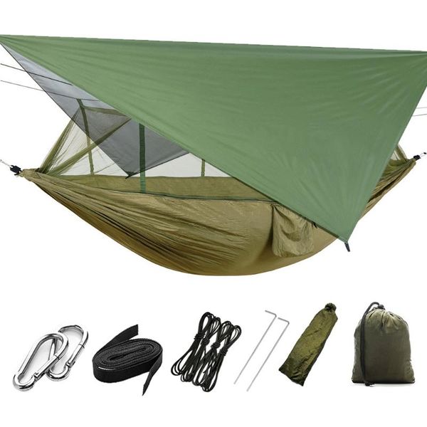 

camp furniture waterproof anti-mosquito sunshade canopy awning with mosquito net hammock set outdoor camping hiking supplies dropship