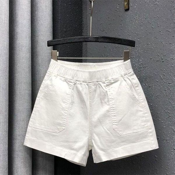 

women's shorts 2021 summer korea fashion women elastic waist loose pants all-matched casual cotton denim white plus size v412, White;black
