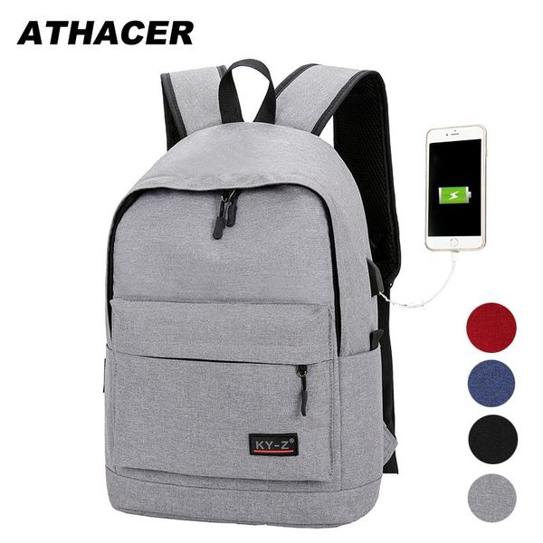 

backpack athacer usb charging larger capacity bag men waterproof anti thief school bags women casual daypack for travel business