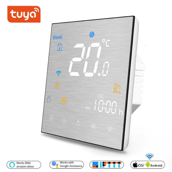 

smart home control wifi thermostat colorful digital display mesh brushed for gas boiler /water/ electric floor heating google