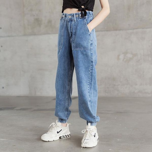 

teen girls jogger jeans 2021 spring autumn kids pants 10 12 14 15 years, Blue
