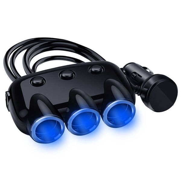 Yantu 12V/24V 120W Schwarz Auto Auto USB Auto Zigarettenanzünder Adapter Buchse Splitter Konverter 5V 3,1A Autoladegerät mit blauer LED