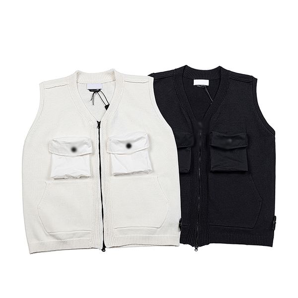 

winter warming soft vest casual loose sleeveless classic solid windbreaker, Black;white