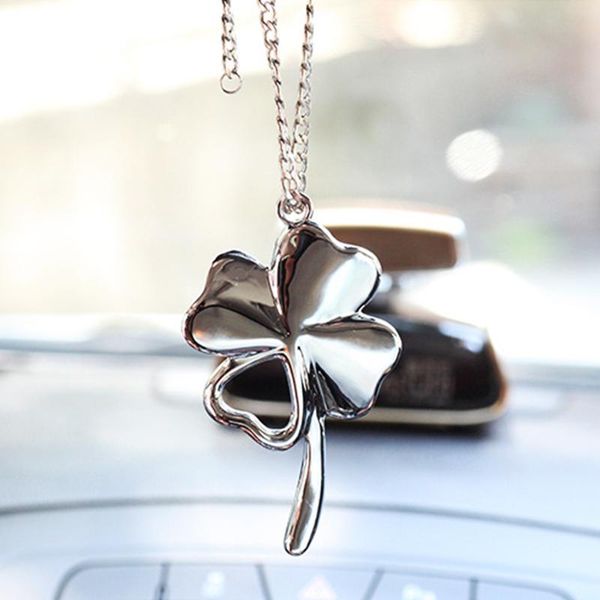 

fashion romantic four leaf clover modern art style alloy car interior accessories rearview mirror decoration accesorio coche decorations